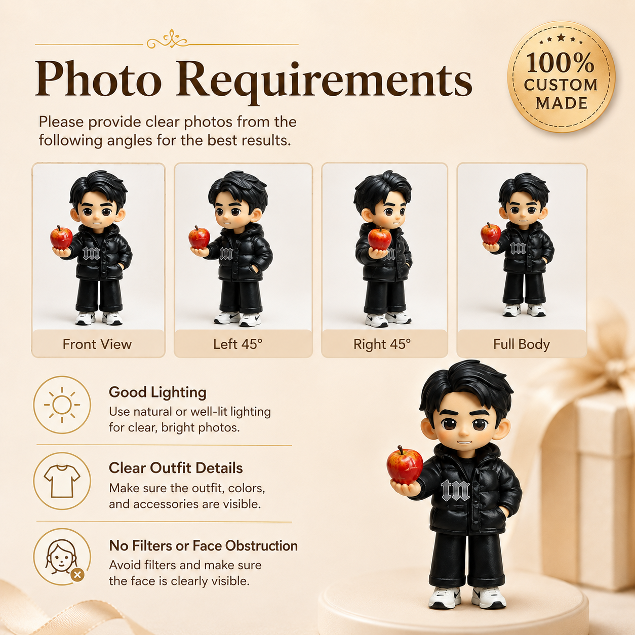Custom Chibi Figurine from Photo – Personalized 3D Cartoon Figure