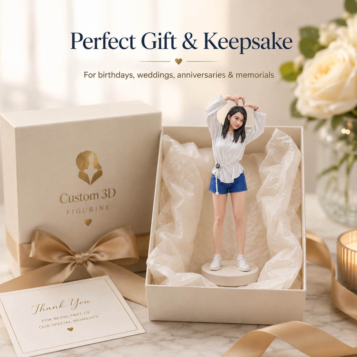 Custom 3D Figurine From Photos – Personalized Realistic Portrait Statue