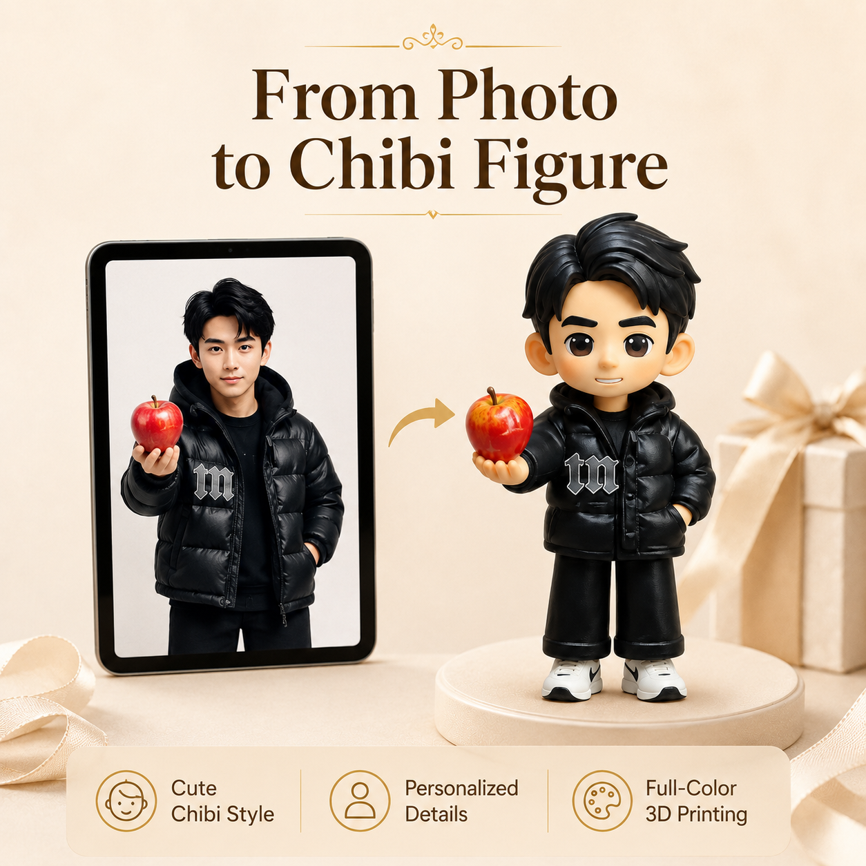 Custom Chibi Figurine from Photo – Personalized 3D Cartoon Figure